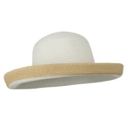 Two Tone Wide Tan Kettle Brim Hat -Fashion Accessories Store 1330675552 3