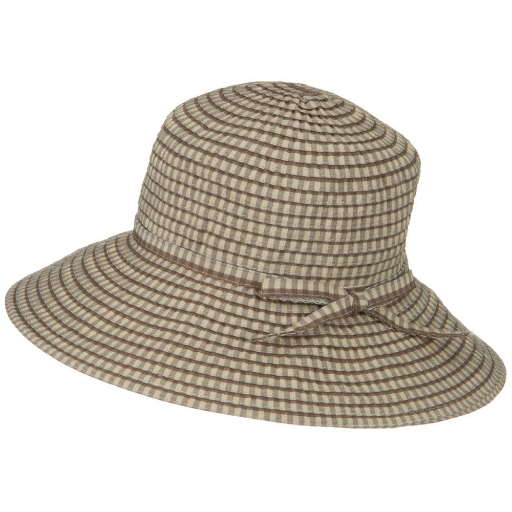 UPF 50+ Checkered 4 Inch Brim Self Tie Hat 3 UPF 50+ Checkered 4 Inch Brim Self Tie Hat - Image 2