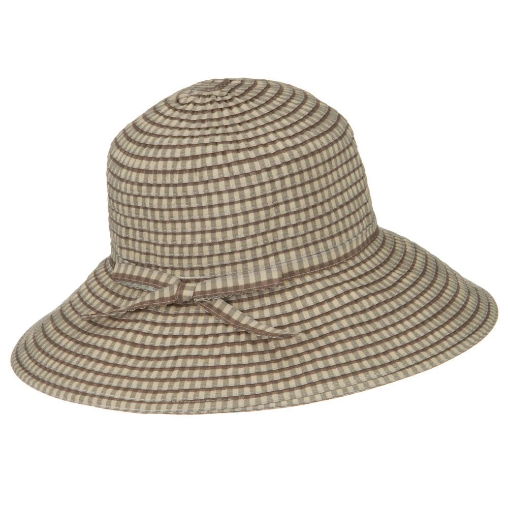 UPF 50+ Checkered 4 Inch Brim Self Tie Hat 4 UPF 50+ Checkered 4 Inch Brim Self Tie Hat - Image 3