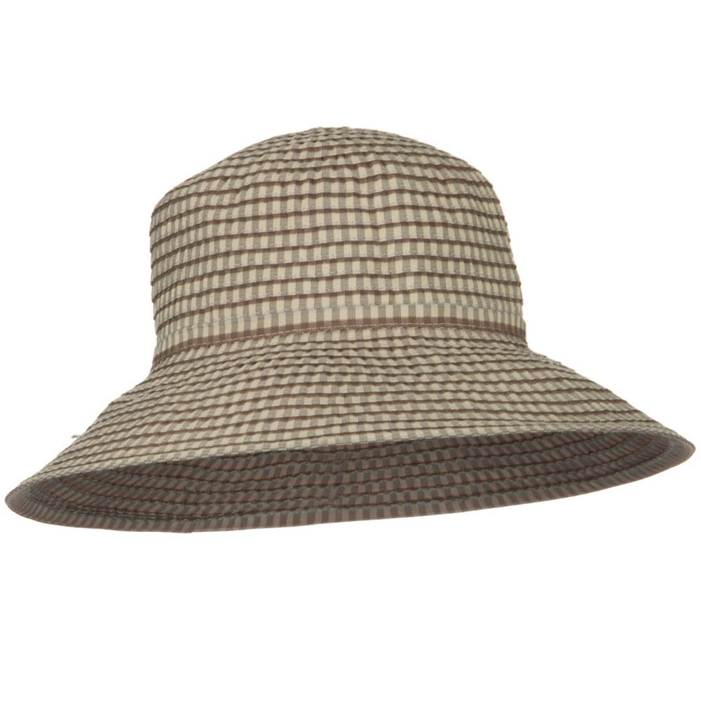 UPF 50+ Checkered 4 Inch Brim Self Tie Hat 5 UPF 50+ Checkered 4 Inch Brim Self Tie Hat - Image 4