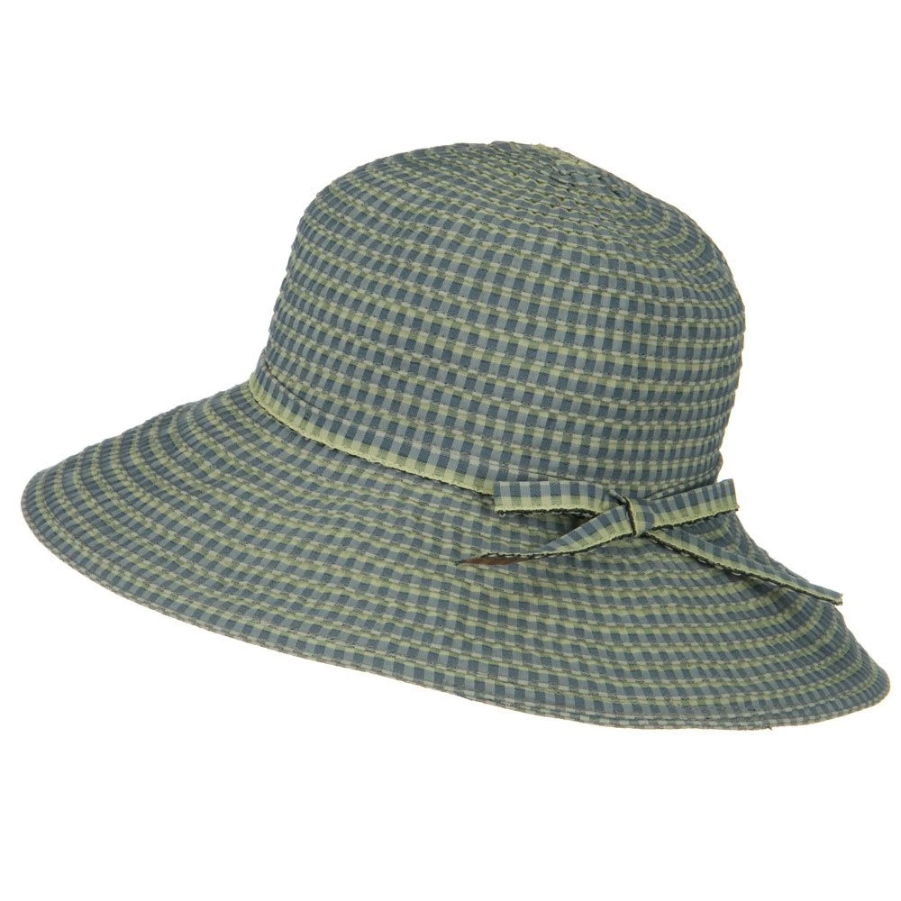 UPF 50+ Checkered 4 Inch Brim Self Tie Hat 8 UPF 50+ Checkered 4 Inch Brim Self Tie Hat - Image 7