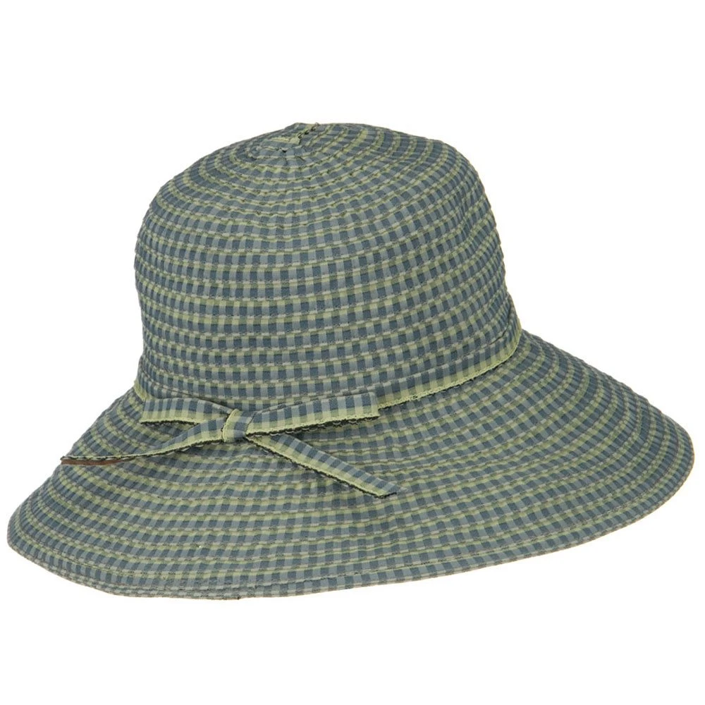 UPF 50+ Checkered 4 Inch Brim Self Tie Hat 9 UPF 50+ Checkered 4 Inch Brim Self Tie Hat - Image 8