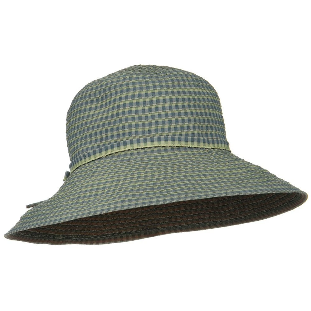 UPF 50+ Checkered 4 Inch Brim Self Tie Hat 10 UPF 50+ Checkered 4 Inch Brim Self Tie Hat - Image 9