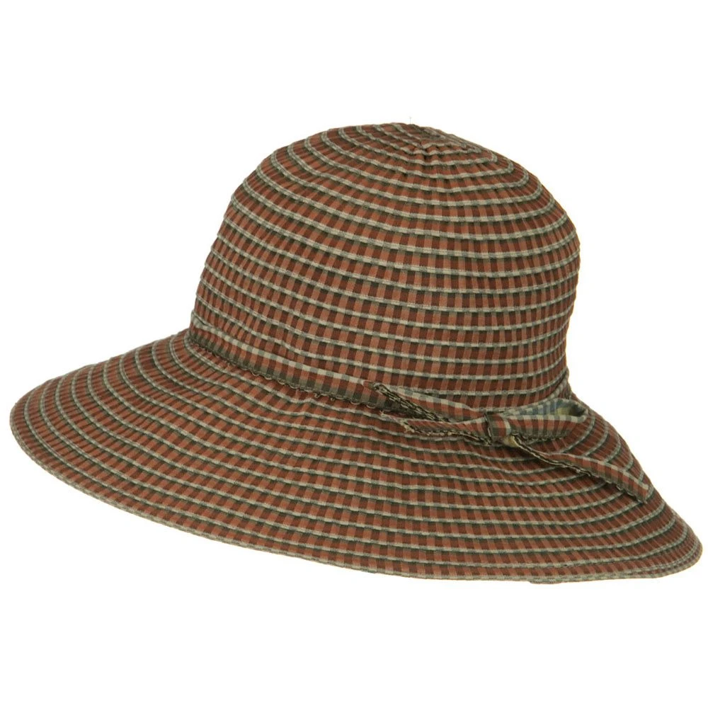 UPF 50+ Checkered 4 Inch Brim Self Tie Hat 18 UPF 50+ Checkered 4 Inch Brim Self Tie Hat - Image 17