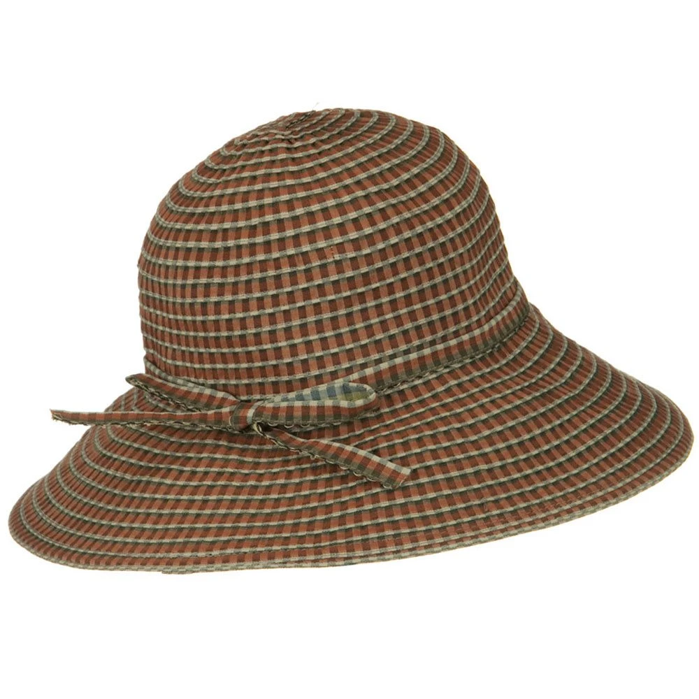 UPF 50+ Checkered 4 Inch Brim Self Tie Hat 19 UPF 50+ Checkered 4 Inch Brim Self Tie Hat - Image 18