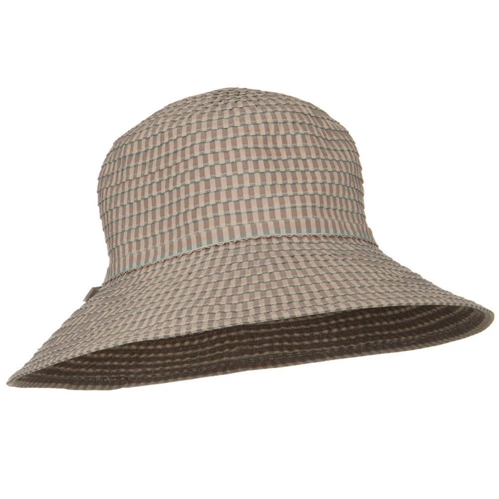 UPF 50+ Checkered 4 Inch Brim Self Tie Hat 15 UPF 50+ Checkered 4 Inch Brim Self Tie Hat - Image 14