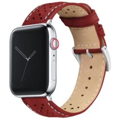 Apple Watch | Crimson Red & Linen Stitch Racing Horween Leather