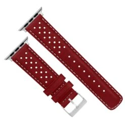 Apple Watch | Crimson Red & Linen Stitch Racing Horween Leather -Fashion Accessories Store APPL RACQR CRIMLIN SS DT3 16