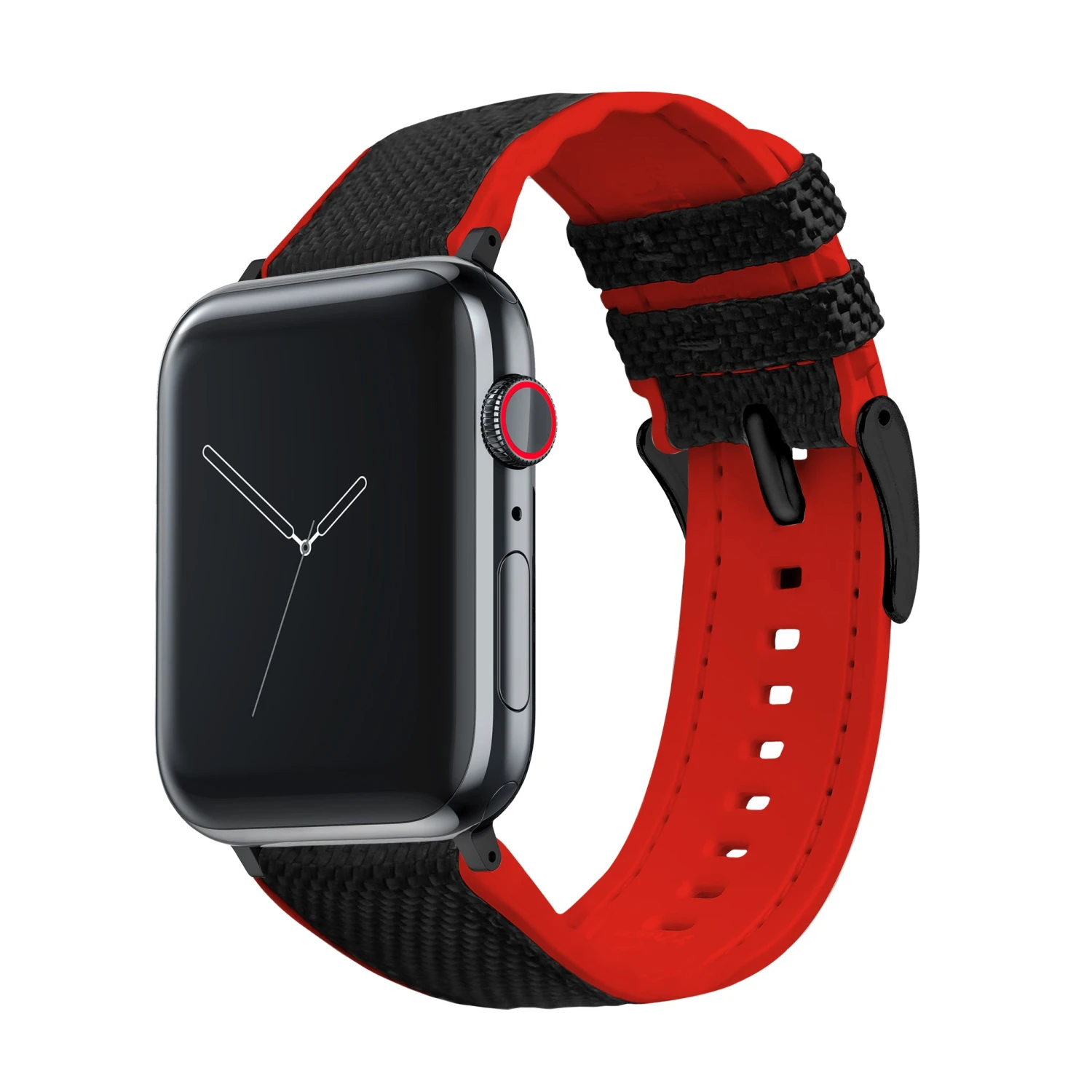 Apple Watch | Black Cordura Fabric And Crimson Red Silicone Hybrid 11 Apple Watch | Black Cordura Fabric And Crimson Red Silicone Hybrid - Image 9