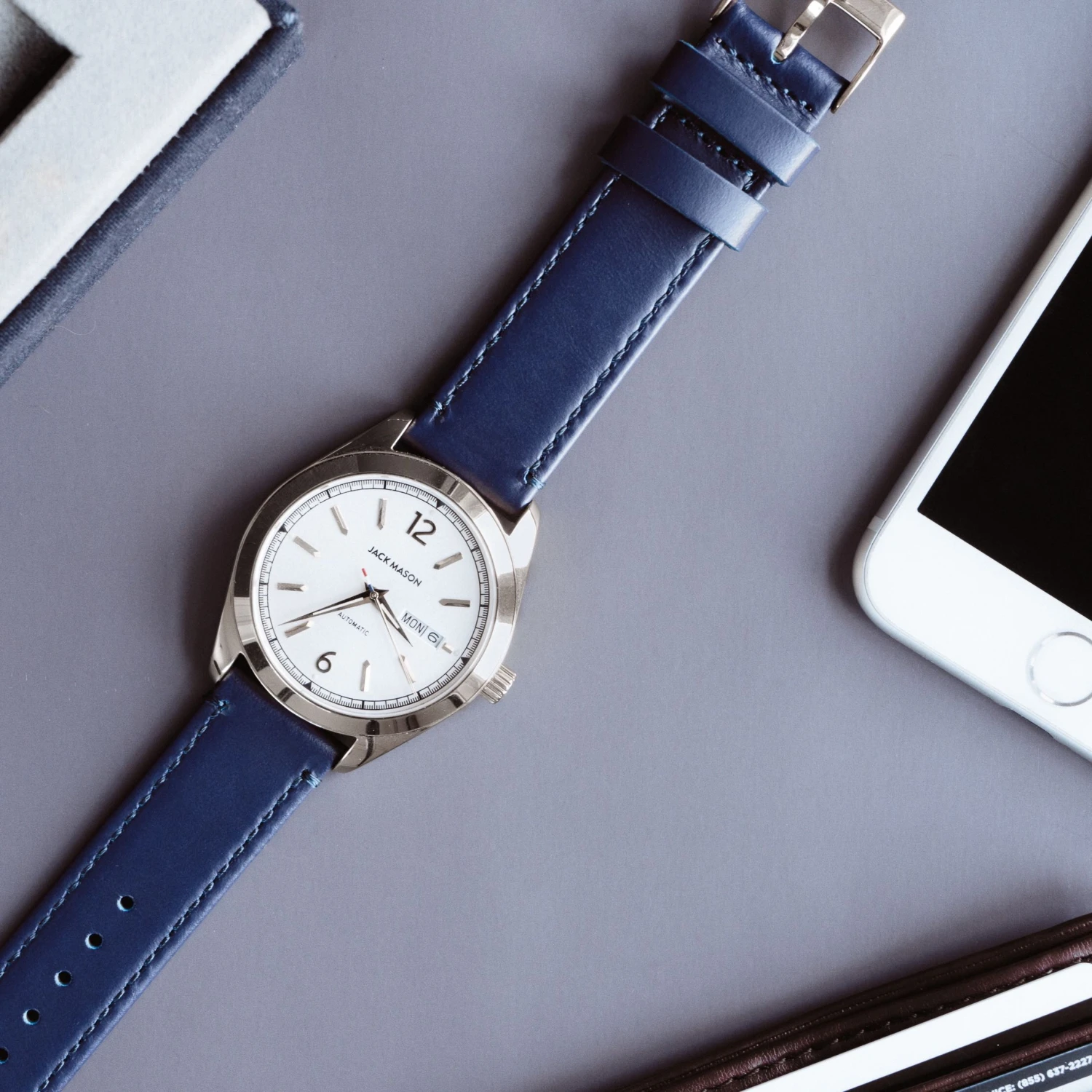 Navy Blue Leather | Navy Blue Stitching 7 Navy Blue Leather | Navy Blue Stitching - Image 5