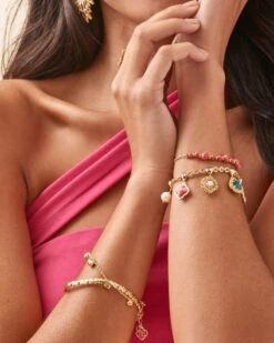 Brielle Gold Charm Bracelet In Multi Mix -Fashion Accessories Store Kendra Scott Brielle Charm Bracelet Multi Mix Gold 00