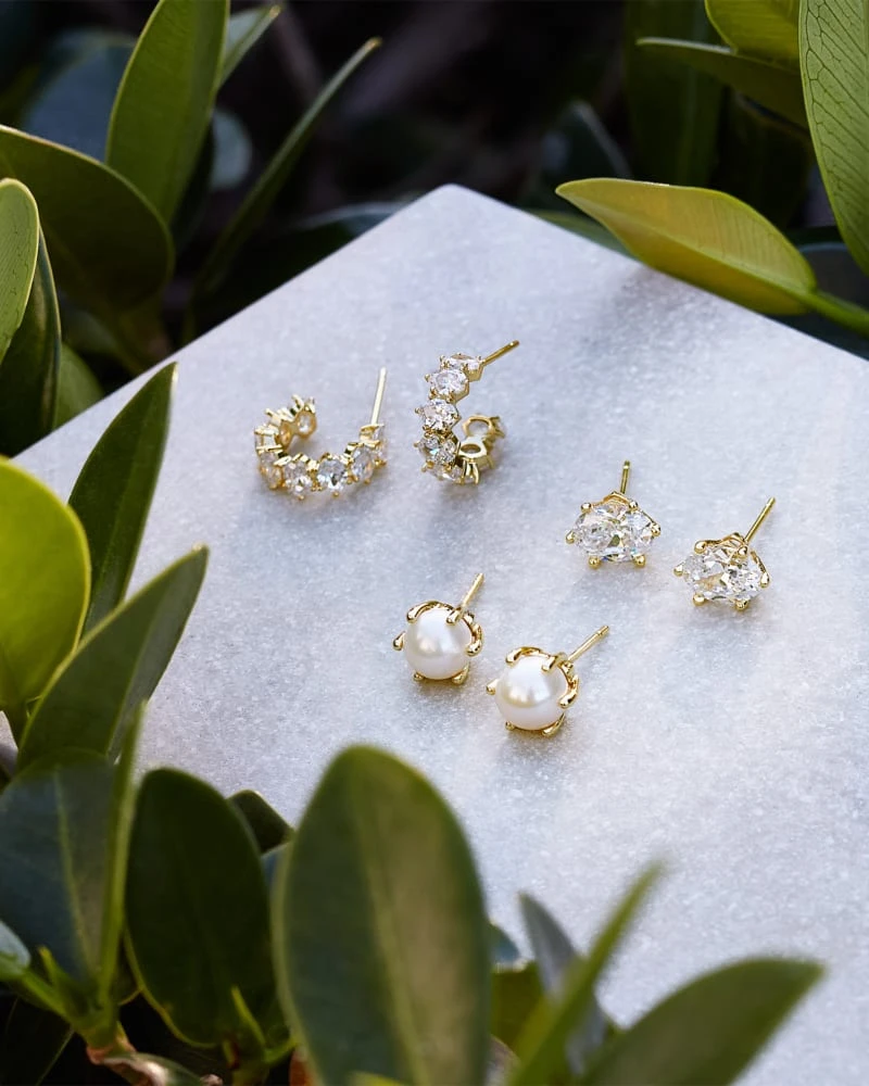 Cailin Gold Crystal Stud Earrings In White Crystal 4 Cailin Gold Crystal Stud Earrings In White Crystal - Image 2