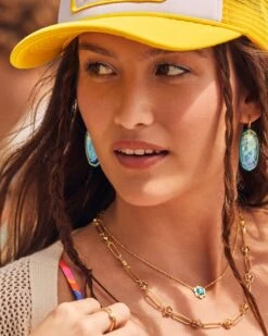 Emilie Gold Double Band Ring In Iridescent Drusy -Fashion Accessories Store Kendra Scott Elle Enamel Drop Earring Teal Ombre Mix Gold 00