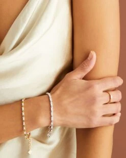 Juliette Gold Delicate Chain Bracelet In White Crystal -Fashion Accessories Store Kendra Scott Juliette Chain Bracelet Gold 03