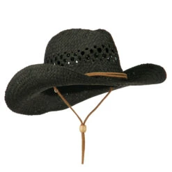 Adjustable Chin Strap Cowboy Hat -Fashion Accessories Store ac001cw black 4 1