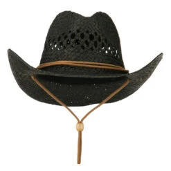 Adjustable Chin Strap Cowboy Hat -Fashion Accessories Store ac001cw black 5 1
