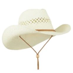 Adjustable Chin Strap Cowboy Hat -Fashion Accessories Store ac003cw white 4 1