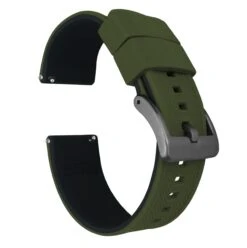 Army Green Top / Black Bottom | Elite Silicone -Fashion Accessories Store army green top black bottom elite silicone elite silicone barton watch bands 22mm gunmetal grey 391703