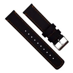 Black Leather | Orange Stitching -Fashion Accessories Store black leather orange stitching quick release leather watch bands barton watch bands 773265