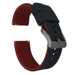 Black Top / Crimson Red Bottom | Elite Silicone -Fashion Accessories Store black top crimson red bottom elite silicone elite silicone barton watch bands 22mm gunmetal grey standard 302227