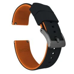 Black Top / Pumpkin Orange Bottom | Elite Silicone -Fashion Accessories Store black top pumpkin orange bottom elite silicone elite silicone barton watch bands 20mm gunmetal grey standard 143588