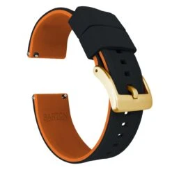 Black Top / Pumpkin Orange Bottom | Elite Silicone -Fashion Accessories Store black top pumpkin orange bottom elite silicone elite silicone barton watch bands 22mm gold standard 503444