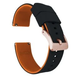 Black Top / Pumpkin Orange Bottom | Elite Silicone -Fashion Accessories Store black top pumpkin orange bottom elite silicone elite silicone barton watch bands 22mm rose gold standard 533289