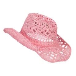 Solid Color Straw Cowboy Hat -Fashion Accessories Store ch002cw pink 2
