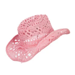 Solid Color Straw Cowboy Hat -Fashion Accessories Store ch002cw pink 3