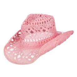 Solid Color Straw Cowboy Hat -Fashion Accessories Store ch002cw pink 5