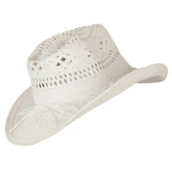 Solid Color Straw Cowboy Hat -Fashion Accessories Store ch003cw white 3 2