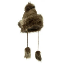 Ladies Crocheted Knit Pom Ski Beanie -Fashion Accessories Store ck002bu grey 4