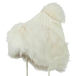 Ladies Crocheted Knit Pom Ski Beanie -Fashion Accessories Store ck004bu white 1