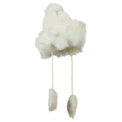 Ladies Crocheted Knit Pom Ski Beanie -Fashion Accessories Store ck004bu white 4