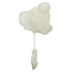 Ladies Crocheted Knit Pom Ski Beanie -Fashion Accessories Store ck004bu white 5