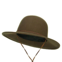 Round Crown Wool Felt Hat -Fashion Accessories Store cw002fr olive 1 2