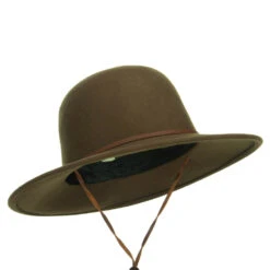 Round Crown Wool Felt Hat -Fashion Accessories Store cw002fr olive 4 1