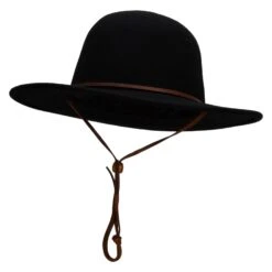 Round Crown Wool Felt Hat -Fashion Accessories Store cw003fr black 1 2