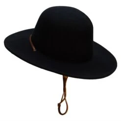 Round Crown Wool Felt Hat -Fashion Accessories Store cw003fr black 2 2