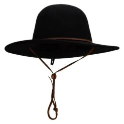 Round Crown Wool Felt Hat -Fashion Accessories Store cw003fr black 3 2