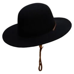 Round Crown Wool Felt Hat -Fashion Accessories Store cw003fr black 4 2