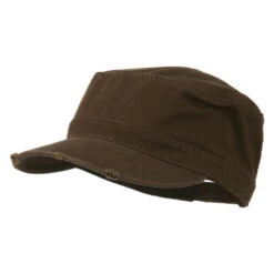 Otto Garment Washed Distressed Military Cap 32 Otto Garment Washed Distressed Military Cap -Fashion Accessories Store gw005js dk brown 1