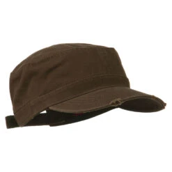 Otto Garment Washed Distressed Military Cap 35 Otto Garment Washed Distressed Military Cap -Fashion Accessories Store gw005js dk brown 4