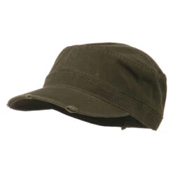 Otto Garment Washed Distressed Military Cap 37 Otto Garment Washed Distressed Military Cap -Fashion Accessories Store gw006js dk olive green 1