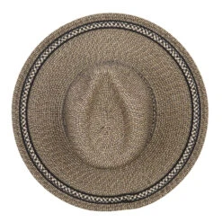 UPF 50+ Fedora Crown Herringbone Braid Hat -Fashion Accessories Store hw001fw black tweed 5