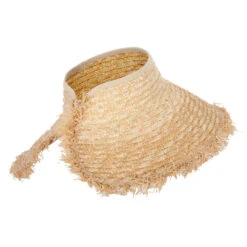 Women's 5 Inch Wide Brim Fringe Edged Rolled Straw Sun Visor 9 Women's 5 Inch Wide Brim Fringe Edged Rolled Straw Sun Visor -Fashion Accessories Store in001vw natural 3