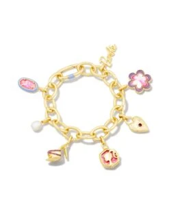 Barbie⢠X Kendra Scott Gold Charm Bracelet In Pink Mix