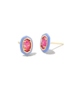 Barbie⢠X Kendra Scott Gold Emilie Stud Earrings In Pink Iridescent Glitter Glass