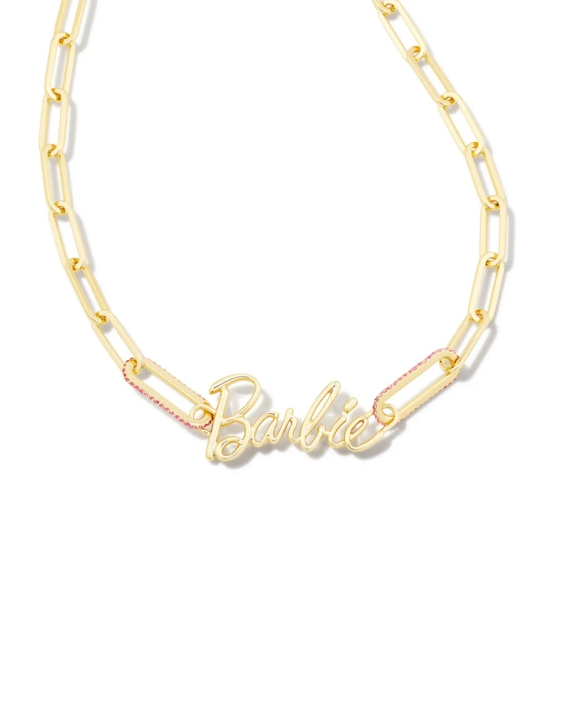 Barbie™ X Kendra Scott Gold Link And Chain Necklace In Pink Crystal 4 Barbie™ X Kendra Scott Gold Link And Chain Necklace In Pink Crystal - Image 2