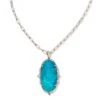 Baroque Ella Vintage Silver Long Pendant Necklace In Variegated Dark Teal Magnesite